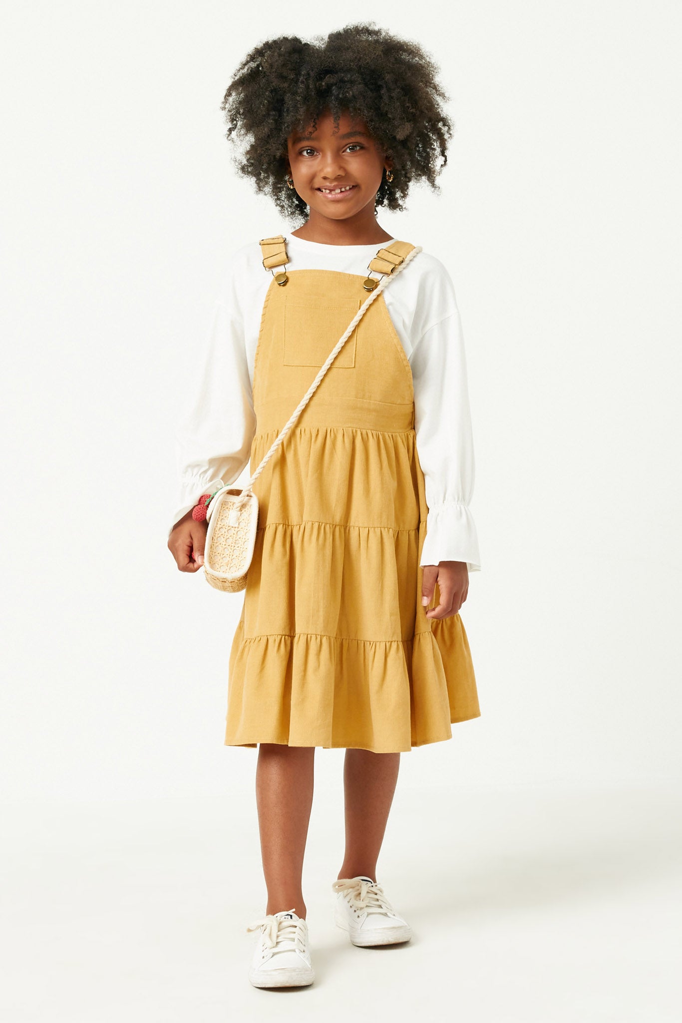 Girls Corduroy Tiered Overall Dress