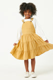 GN4217 OLIVE Girls Corduroy Tiered Overall Dress Full Body 2