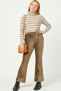 GN4221 OLIVE Girls Wide Leg Velvet Corduroy Pants Full Body