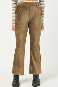 GN4221 OLIVE Girls Wide Leg Velvet Corduroy Pants Detail