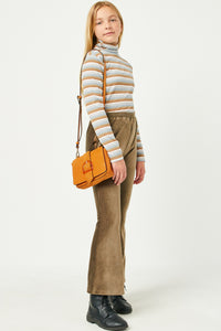 GN4221 OLIVE Girls Wide Leg Velvet Corduroy Pants Side 2