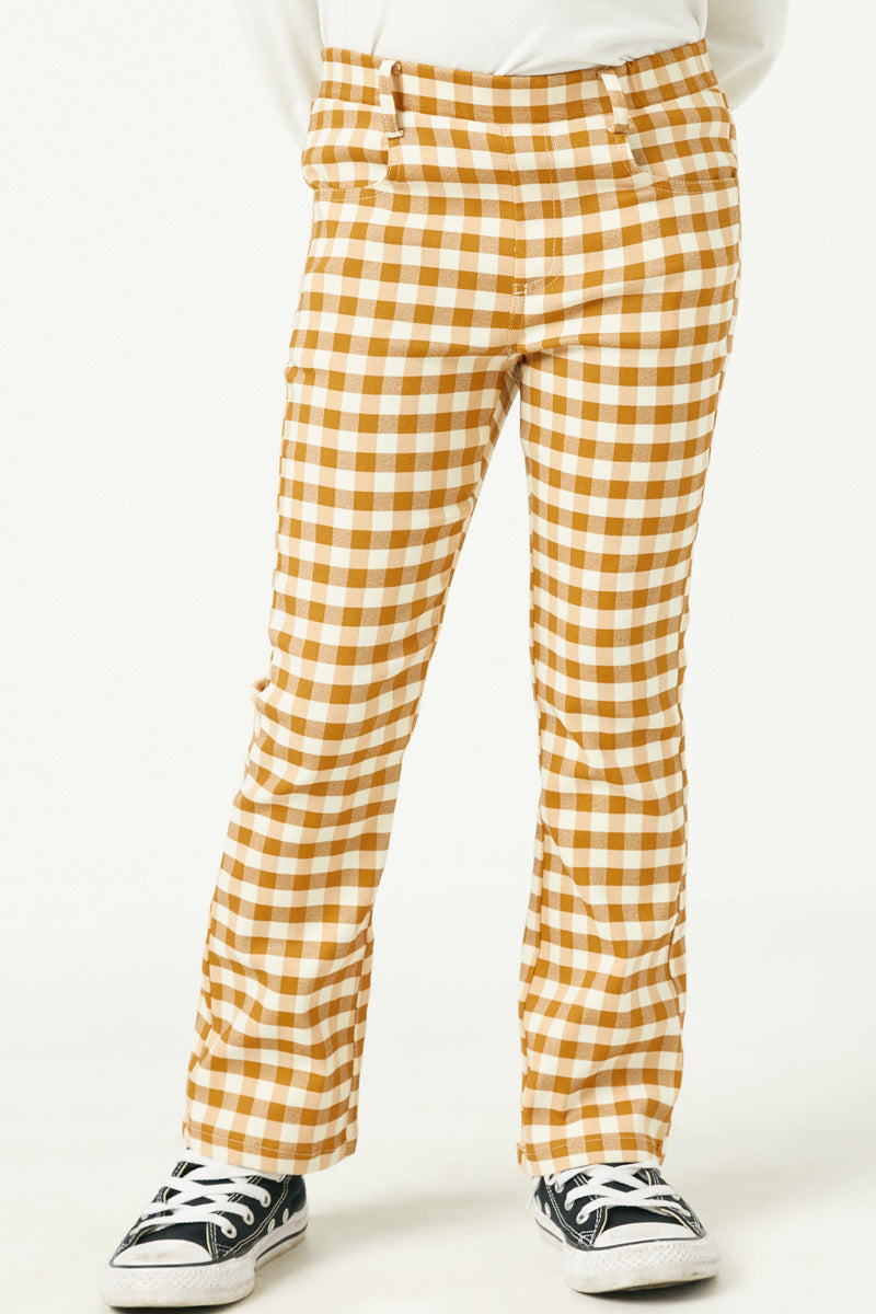 Button Closure Checkered Pants