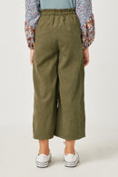 GN4267 OLIVE Girls Brushed Elastic Waist Wide Leg Pants Back