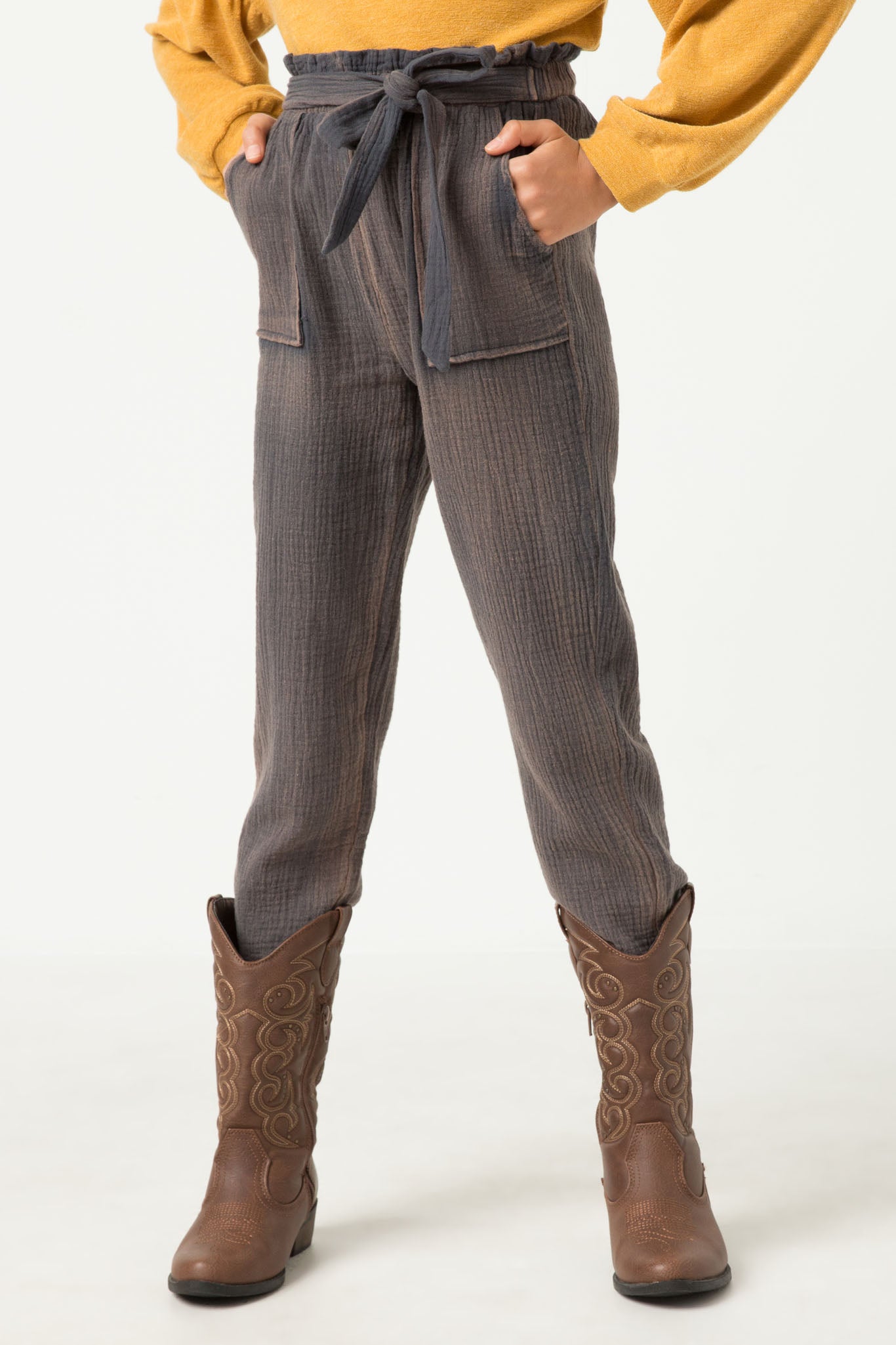 Paperbag Belted Waist Vintage Overdye Pants