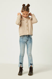 GN4357 STONE Girls Buttoned Hooded Knit Jacket Full Body
