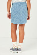 GN4379 Denim Girls Herringbone Textured Denim Skirt Back