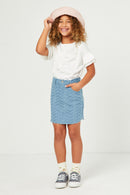 GN4379 Denim Girls Herringbone Textured Denim Skirt Full Body
