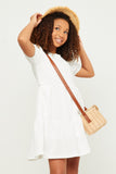 GN4480 OFF WHITE Girls Textured Knit Roundneck Tiered Knit Dress Detail