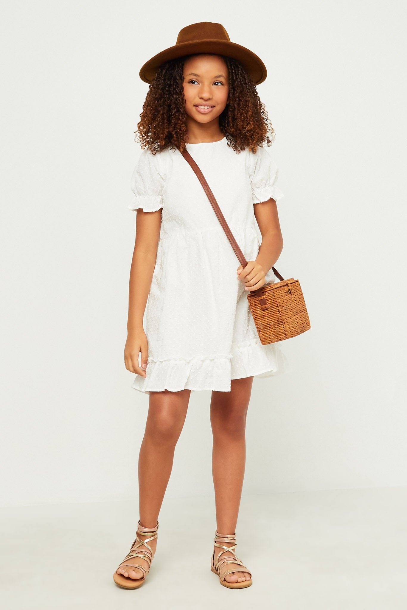 Ruffle Tiered Sleeve Swiss Dot Dress