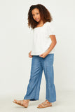 GN4517 OFF_WHITE Girls Linen Look Square Neck Puff Sleeve Top Back
