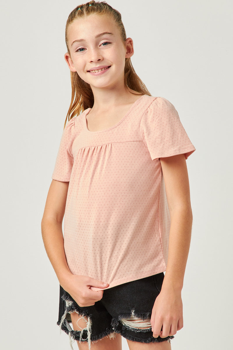 Textured Knit Short Sleeve Top