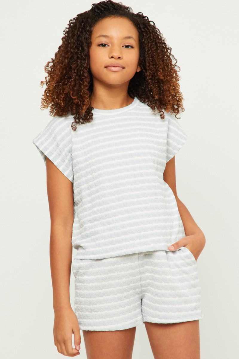 Textured Stripe Sleeveless Top
