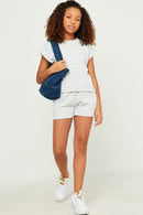 GN4559 SKY Girls Textured Knit Stripe Sleeveless Top Front 2