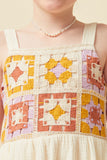 GN4627 IVORY Girls Multicolor Crochet Bodice Sleeveless Dress Detail