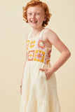 GN4627 IVORY Girls Multicolor Crochet Bodice Sleeveless Dress Side 2