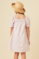 GN4652 Blush Girls Lace Seersucker Smocked Dress Back