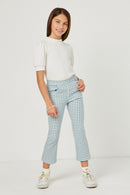 GN4705 DENIM Girls Button Closure Checkered Pants Full Body