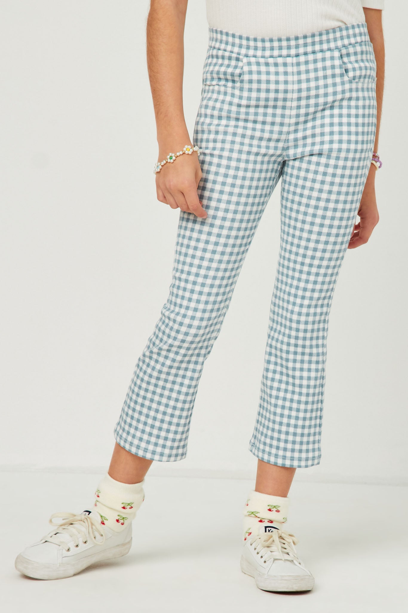 Buttoned Closure Plaid Checkered Pants