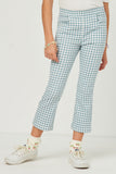 GN4705 DENIM Girls Button Closure Checkered Pants Front