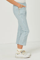 GN4705 DENIM Girls Button Closure Checkered Pants Side