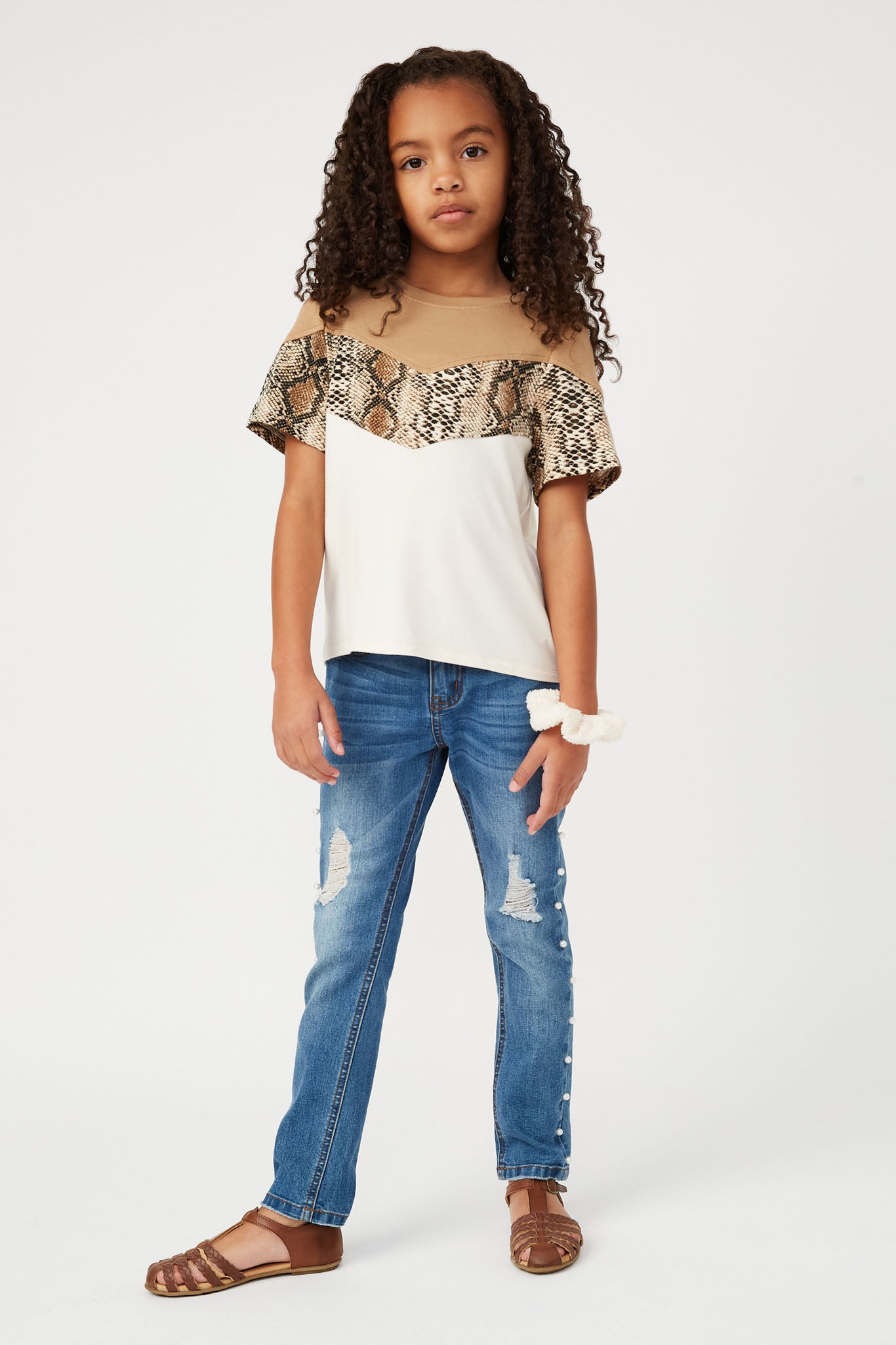 Smithsonian Snake Paneled Color Block Knit Top