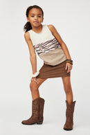 GS0004 Oatmeal Smithsonian Tiger Print Color Block Knit Tank Full Body