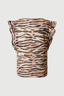 GS0005 Orange Smithsonian Tiger Print Ruffled Knit Tank Back
