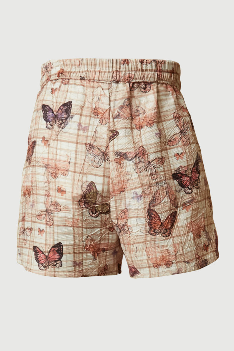 Smithsonian Butterfly Print Pleated Shorts
