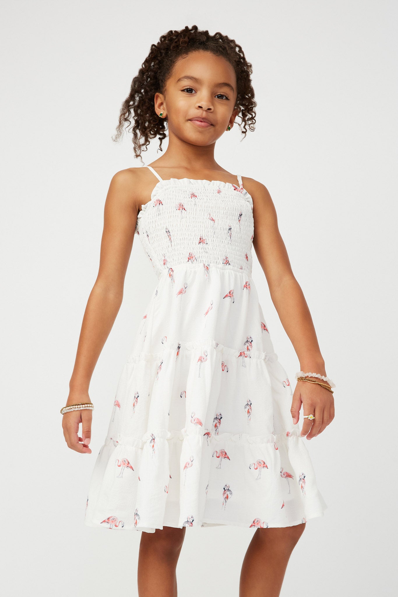 Girls Flamingo Print Tank Dress