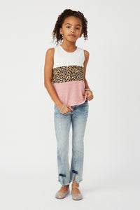 GS0024 Pink Smithsonian Cheetah Print Block Knit Tank Full Body