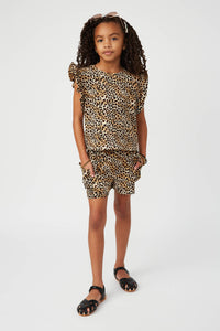 GS0027 Tan Smithsonian Ruffled Cheetah Print Tank Full Body