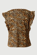 GS0027 Tan Smithsonian Ruffled Cheetah Print Tank Back