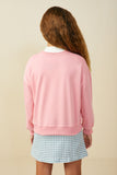 GS0030 Pink Smurfs Scooter Patch French Terry Sweatshirt Back