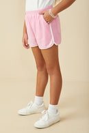 GS0033 Pink Smurfs Vanity Smurf Patch Pocket Terry Shorts Side