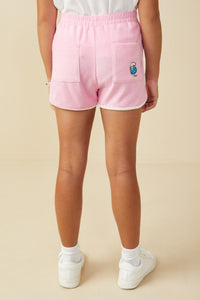 GS0033 Pink Smurfs Vanity Smurf Patch Pocket Terry Shorts Back