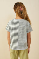 GS0034 Heather Grey Smurfs Vanity Smurf Patch Mixed Stripe T Shirt Back