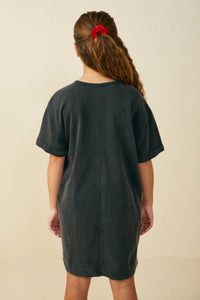 GS0037 Black Smurfs Just Cool Large Graphic Garment Washed T Shirt Dress Back