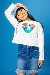 GS0042 Off White Smurfs Love More Long Sleeve Knit T Shirt Front