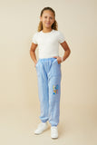 GS0047 Blue Smurfs Love You Large Graphic Garment Washed Joggers Pose