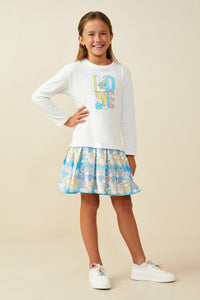 GS0052 Off White Smurfs Love Large Graphic Mix Media Dress Front