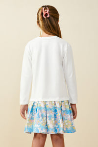 GS0052 Off White Smurfs Love Large Graphic Mix Media Dress Back