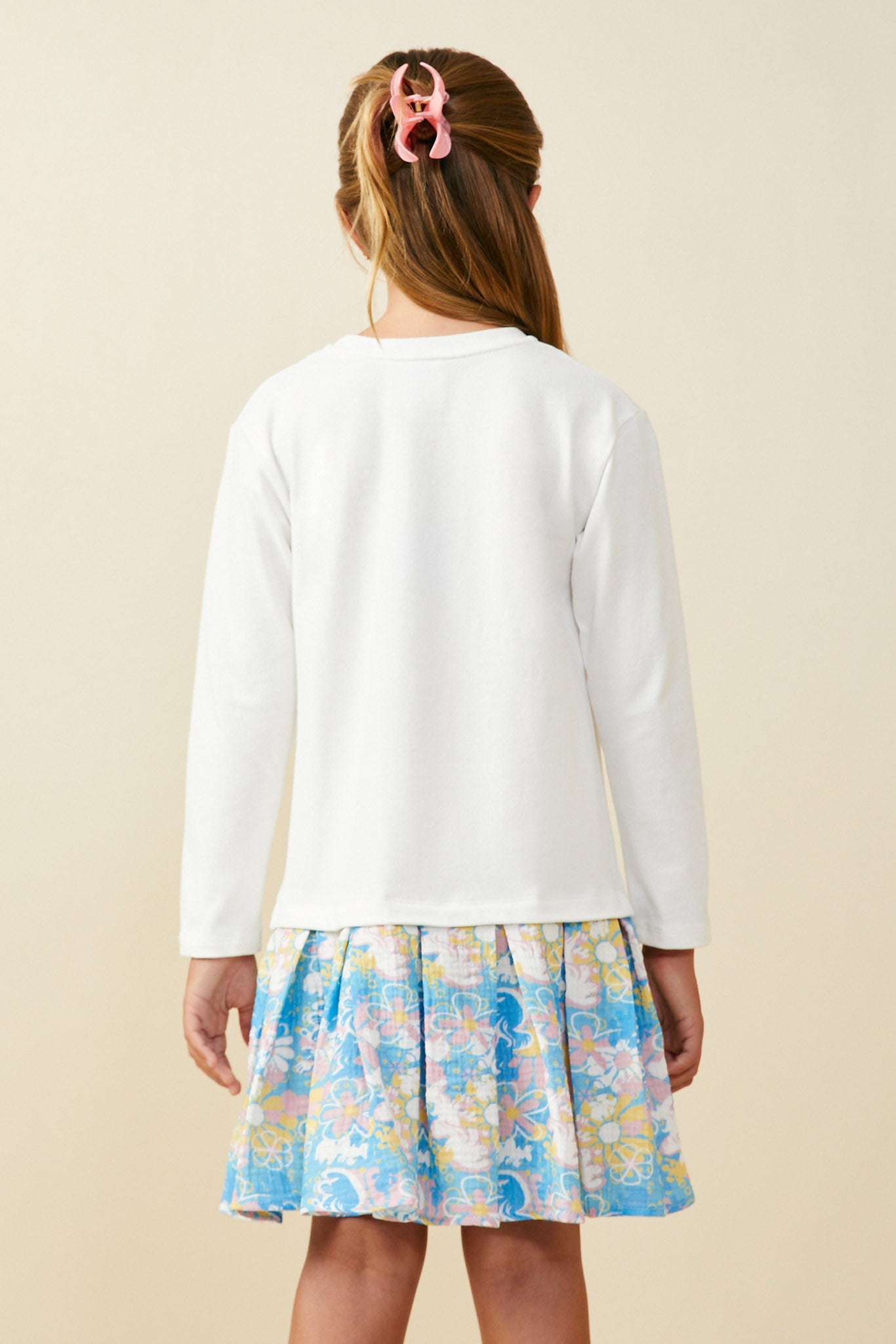 GS0052 Off White Smurfs Love Large Graphic Mix Media Dress Back