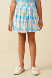 Smurfs Floral Smurf Print Pleated Textured Skirt