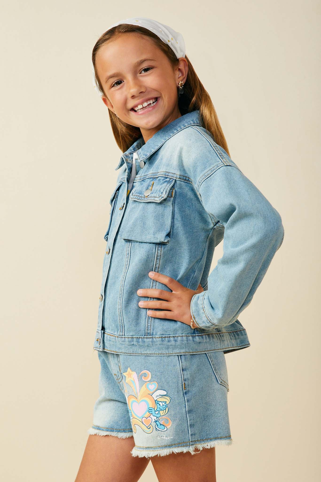 Smurfs Cargo Denim Smurfette Large Graphic Jacket | Cute Girls