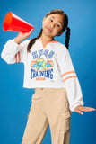 GS0058 Orange Smurfs Training Graphic French Terry Long Sleeve T Shirt Front