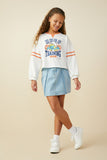 GS0058 Orange Smurfs Training Graphic French Terry Long Sleeve T Shirt Pose