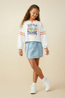 GS0058 Orange Smurfs Training Graphic French Terry Long Sleeve T Shirt Pose