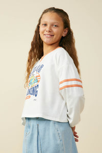 GS0058 Orange Smurfs Training Graphic French Terry Long Sleeve T Shirt Side