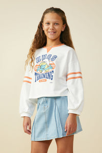 GS0058 Orange Smurfs Training Graphic French Terry Long Sleeve T Shirt Front 2