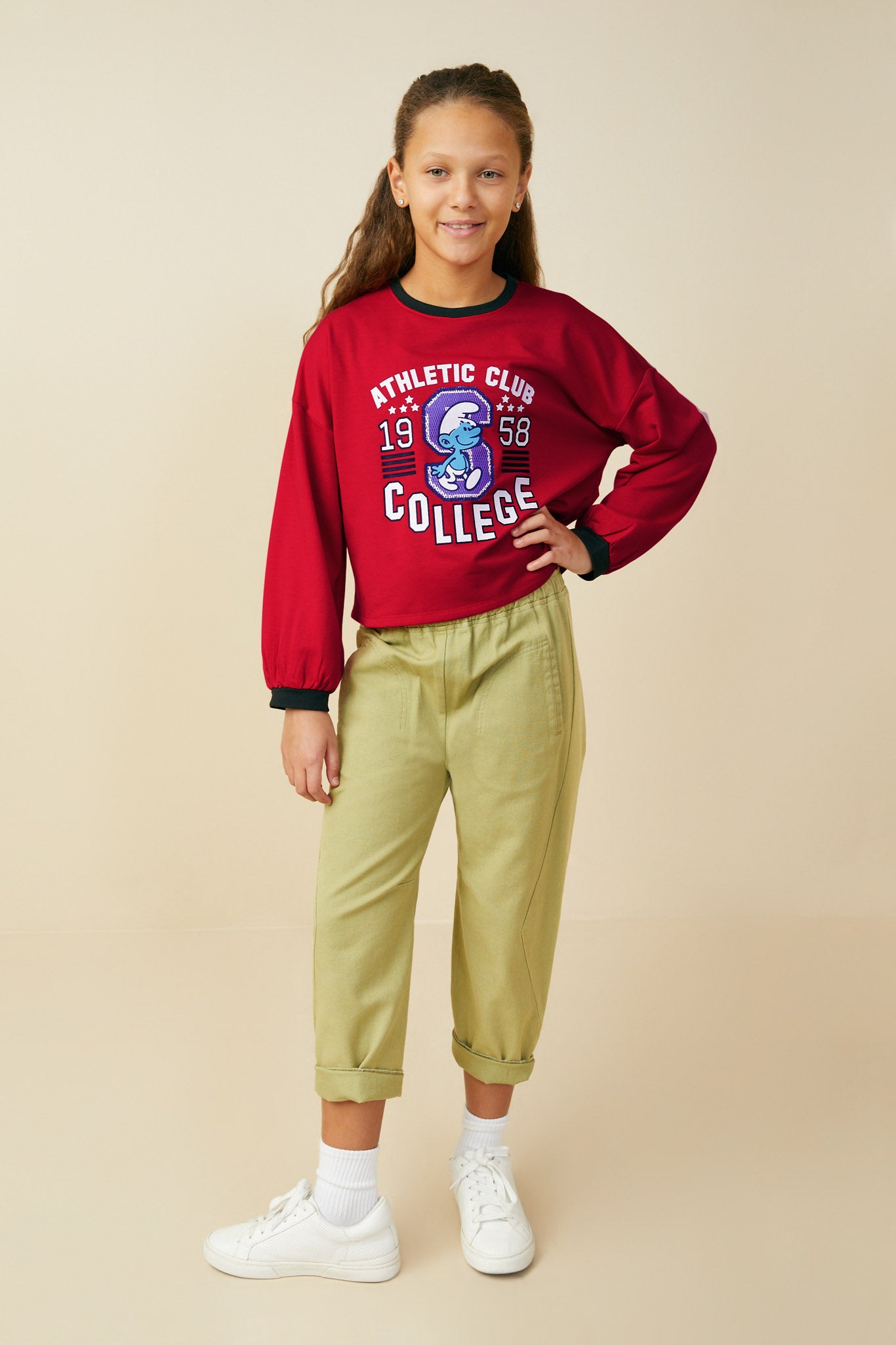 Smurfs Athletic Club Graphic French Terry Long Sleeve T Shirt